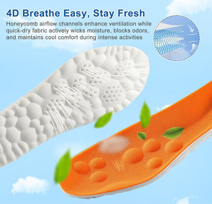 2 Pairs Steppers Massage Insoles for Men Women Unisex, Enhanced Arch Support & Cushioned Comfort, Fits All Shoe Types