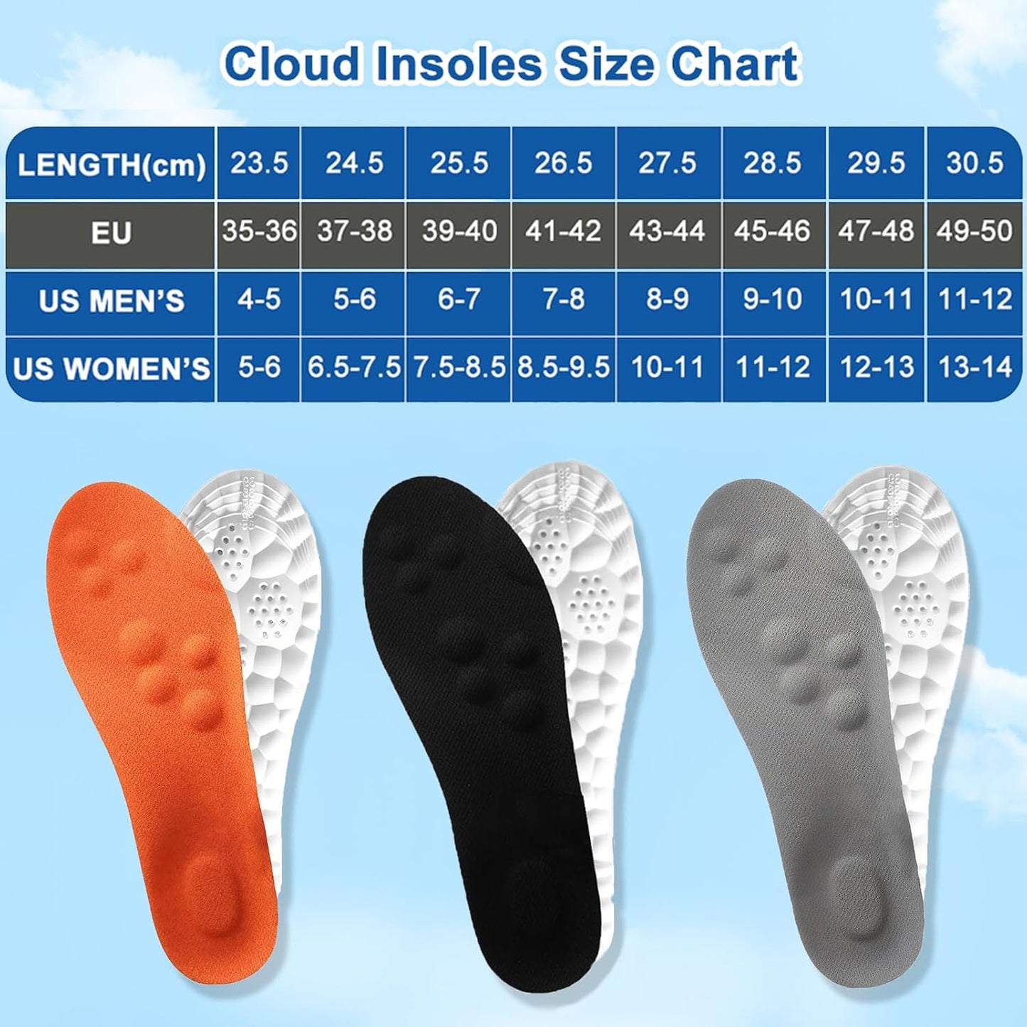 2 Pairs Steppers Massage Insoles for Men Women Unisex, Enhanced Arch Support & Cushioned Comfort, Fits All Shoe Types