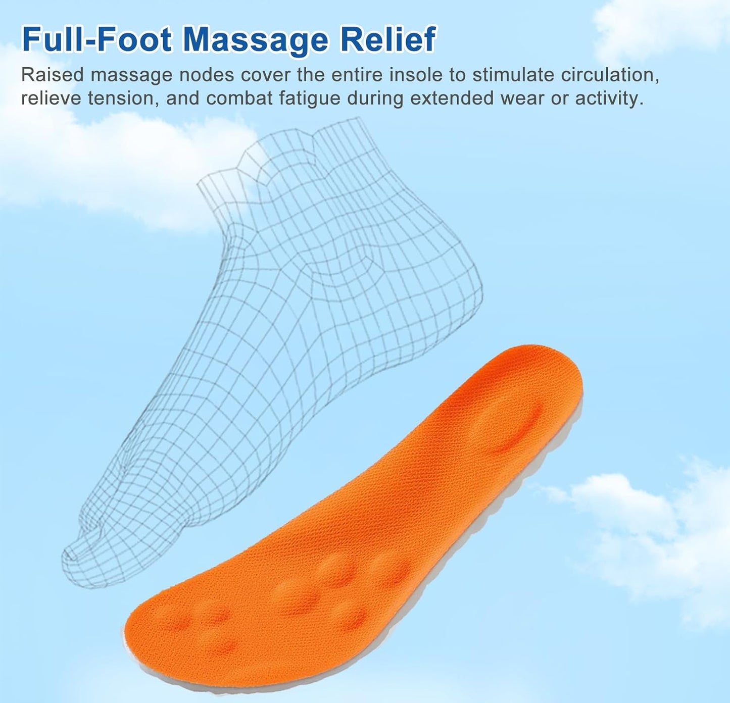 2 Pairs Steppers Massage Insoles for Men Women Unisex, Enhanced Arch Support & Cushioned Comfort, Fits All Shoe Types