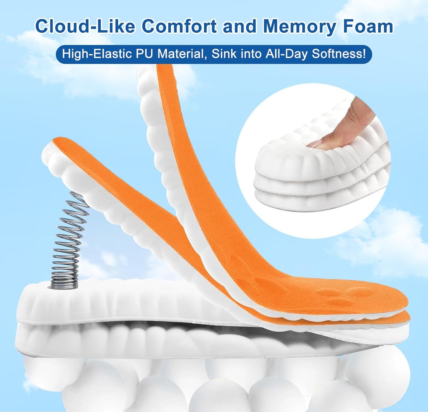 2 Pairs Steppers Massage Insoles for Men Women Unisex, Enhanced Arch Support & Cushioned Comfort, Fits All Shoe Types